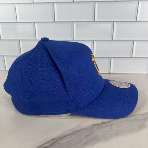 Golden State Warriors Hat Snap Back Blue Yellow Basketball Mens Mitchell Ness - Picture 6 of 13